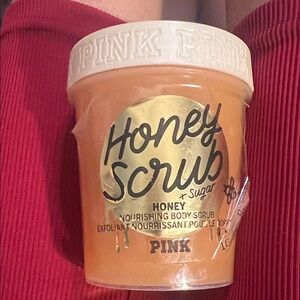 PINK Victoria's Secret Honey Scrub Sugar Exfoliant - Orange Jar with White Lid